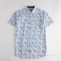 قمصان كاجوال مطبوعة بالزهور الزرقاء للرجال بأكمام قصيرة